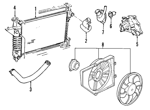 2005 Ford Mustang Cooling System, Radiator, Water Pump, Cooling Fan Diagram 3 - Thumbnail