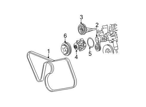 2000 Ford Mustang Water Pump, Belts & Pulleys Diagram 2 - Thumbnail