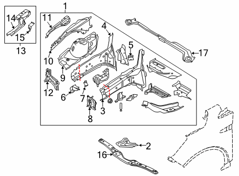 2019 Ford Escape Apron Assembly - Front Fender Diagram for GV6Z-16055-A