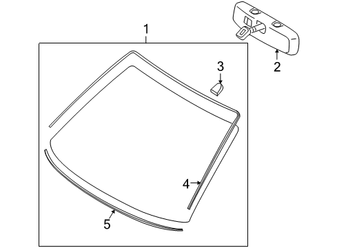 2011 Ford Focus Windshield Glass, Reveal Moldings Diagram