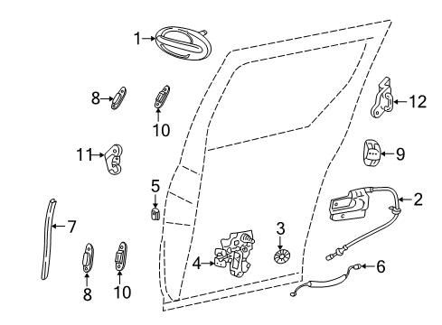 2005 Mercury Monterey Side Loading Door - Lock & Hardware Diagram