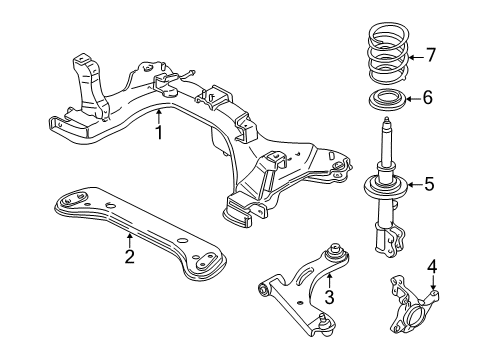 2006 Mercury Mariner Front Suspension, Control Arm, Stabilizer Bar Diagram 1 - Thumbnail