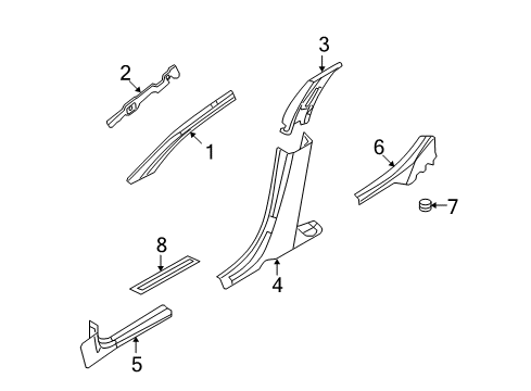 2008 Lincoln MKZ Interior Trim - Pillars, Rocker & Floor Diagram