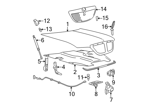 2008 Lincoln Town Car Emblem Assembly-Radiato Diagram for 3W1Z-16850-AA