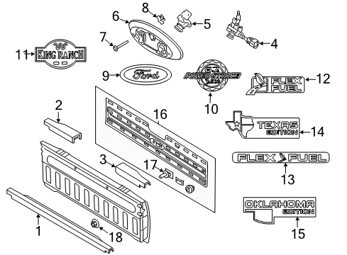 2015 Ford F-250 Super Duty Nameplate Diagram for 8C2Z-1642528-B