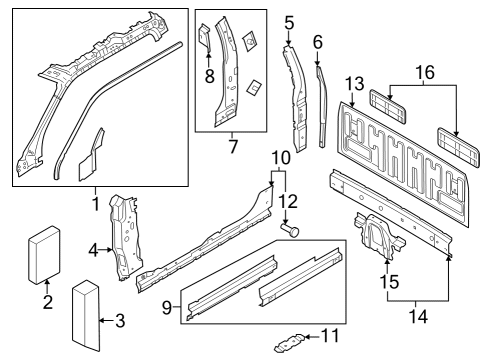 2024 Ford F-350 Super Duty Back Panel, Hinge Pillar Diagram 3 - Thumbnail