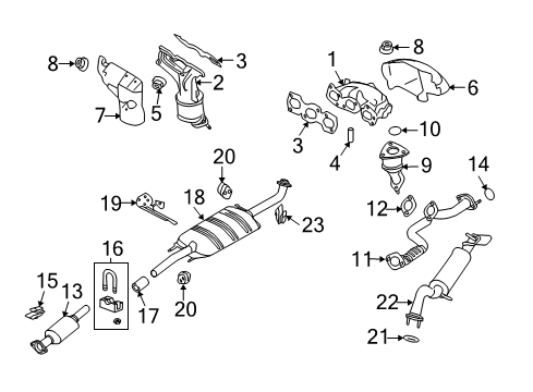 2010 Mercury Mariner Exhaust Manifold And Catalyst Assembly Diagram for AL8Z-5G232-A