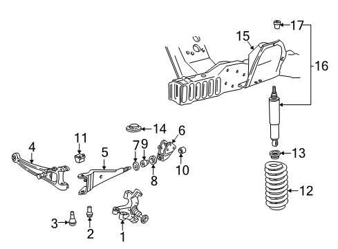 2003 Ford E-350 Club Wagon Front Suspension Components Diagram