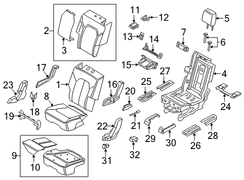 2023 Ford Expedition Rear Seat Back Cover Assembly Diagram for JL1Z-7866600-FB