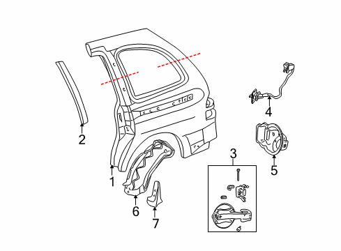 2007 Ford Freestar Side Panel & Components Diagram