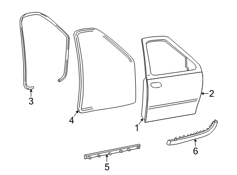 2002 Lincoln Blackwood Weatherstrip Assy - Door Opening Diagram for YL3Z-1620708-AA