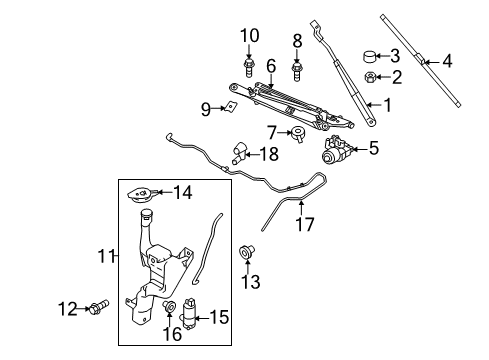 2013 Ford Fiesta Windshield - Wiper & Washer Components Diagram