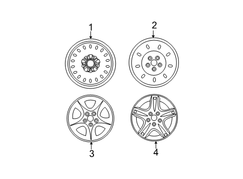 2005 Ford Taurus Wheel Assembly Diagram for YF1Z-1007-BA