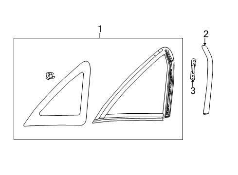 2014 Ford Focus Quarter Panel - Glass & Hardware Diagram