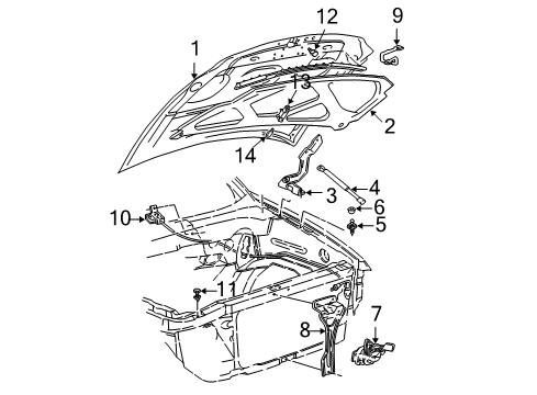 2003 Ford Expedition Hood & Components Diagram