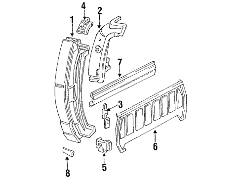 1995 Ford Ranger Back Panel, Exterior Trim, Side Panel & Components, Body Diagram 1 - Thumbnail