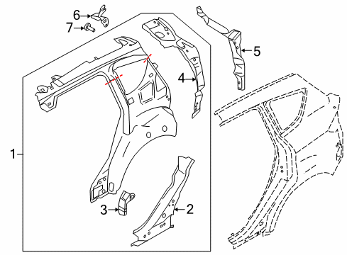 2014 Ford C-Max Inner Structure - Quarter Panel Diagram