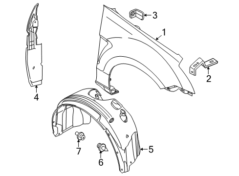 2011 Ford Focus Brace - Front Fender Diagram for 8S4Z-16A143-A