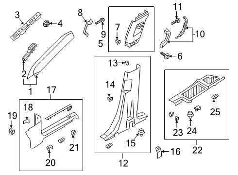 2020 Ford Explorer Interior Trim - Pillars, Rocker & Floor Diagram