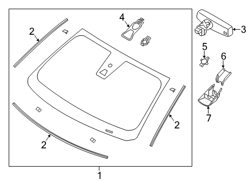 2016 Ford Special Service Police Sedan Windshield & Components Diagram