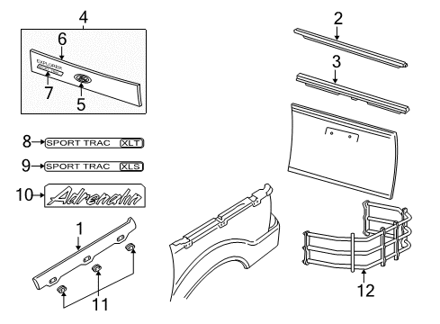 2005 Ford Explorer Sport Trac Nameplate Diagram for 1L2Z-7842528-BA