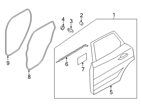 2018 Lincoln MKC Door Assembly - Rear Diagram for EJ7Z-7824631-A