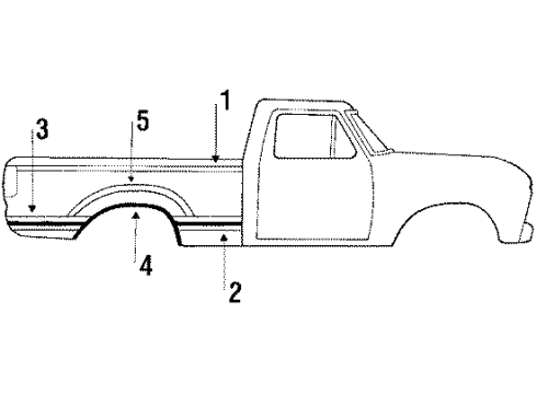 1986 Ford F-150 Moulding Diagram for E7TZ-9929165-A