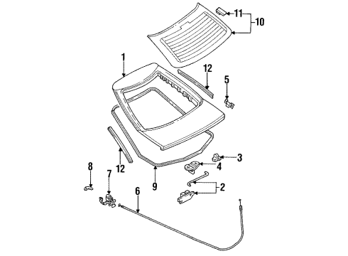 1994 Ford Probe Lift Gate & Hardware, Glass Diagram