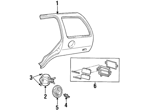 1998 Ford Escort Quarter Panel & Components Diagram 3 - Thumbnail