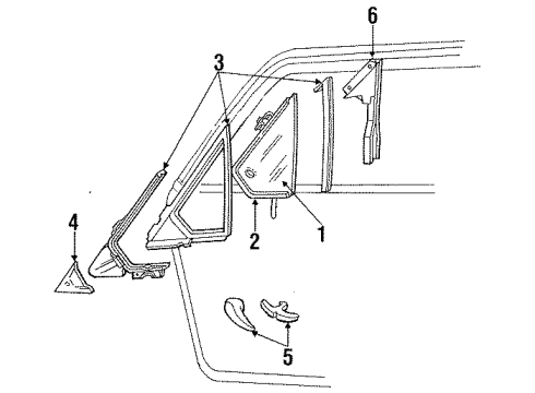 1985 Mercury Lynx Front Door Glass & Hardware Diagram