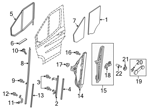 2019 Ford Transit-350 Glass - Door Vent Window - Fix Diagram for EK4Z-6121412-B