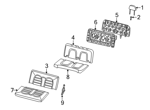 2002 Mercury Mountaineer Rear Seat Cushion Cover Assembly Diagram for 4L9Z-7863804-NAA