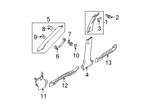 2009 Ford Escape Interior Trim - Pillars, Rocker & Floor Diagram