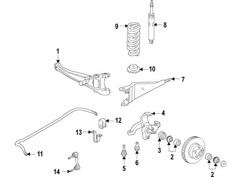 2019 Ford E-350 Super Duty Front Suspension Components, Stabilizer Bar Diagram