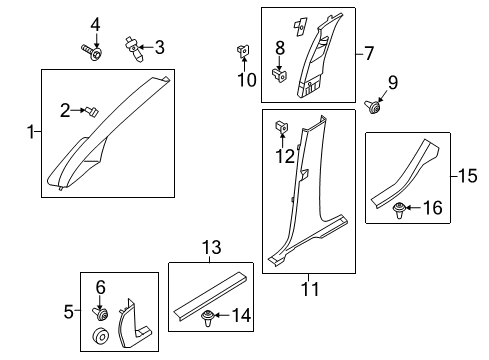 2014 Ford C-Max Interior Trim - Pillars, Rocker & Floor Diagram