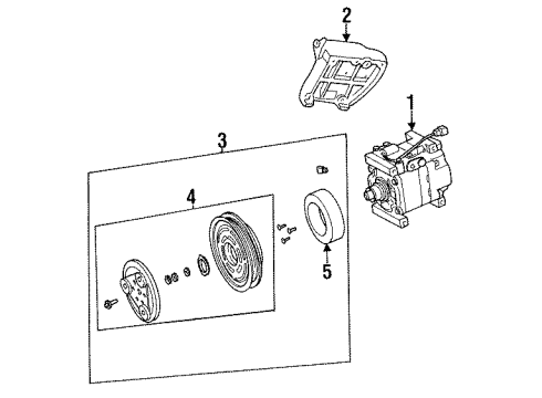 1994 Ford Aspire Pulley Assembly A/C Compressor Diagram for F4BZ19D784A