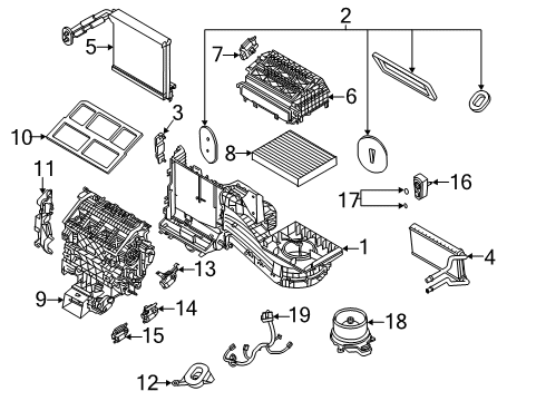 2023 Lincoln Aviator A/C Evaporator & Heater Components Diagram