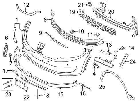 2018 Lincoln MKX Bumper Assembly - Front Diagram for FA1Z-17757-APTM