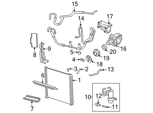 2002 Ford Explorer A/C Condenser, Compressor & Lines Diagram