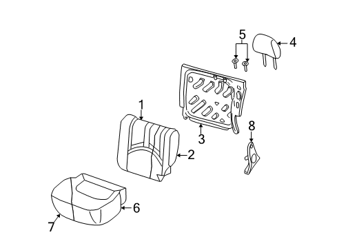 2005 Ford Escape Rear Seat Cushion Cover Assembly Diagram for 5L8Z-7863805-AAH