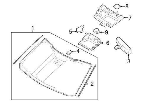 2023 Ford Expedition GLASS - WINDSCREEN Diagram for NL1Z-7803100-D