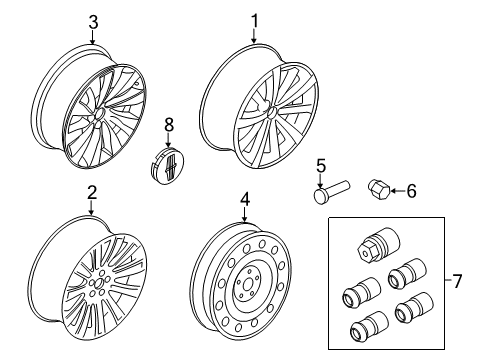 2012 Lincoln MKS Wheels, Caps & Covers Diagram 3 - Thumbnail