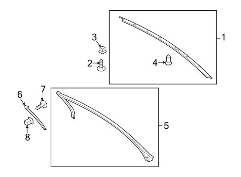 2024 Ford Mustang Exterior Trim - Roof Diagram