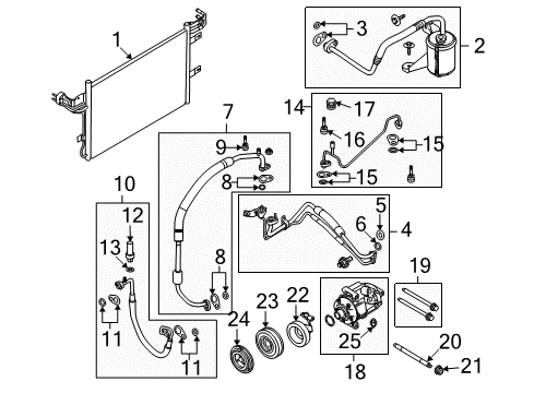 2009 Lincoln MKS A/C Condenser, Compressor & Lines Diagram