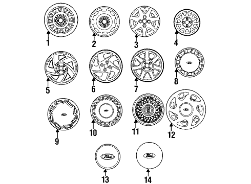 1994 Ford Escort Wheel Nut Diagram for D27Z-1012-E