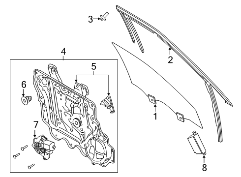 2023 Ford Police Interceptor Utility Glass - Front Door Diagram