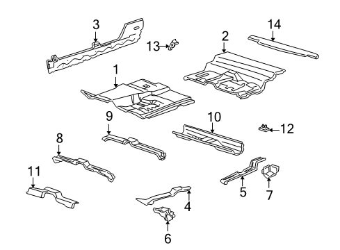 2002 Ford Explorer Sport Trac Pan Assembly Floor Diagram for 1L5Z3511135AA