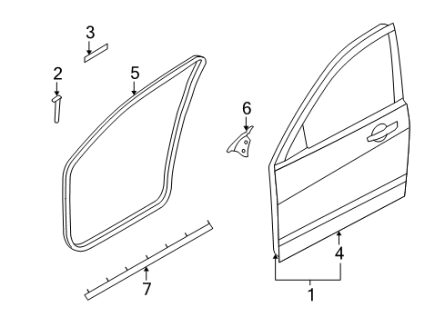 2010 Ford Focus Front Door, Body Diagram