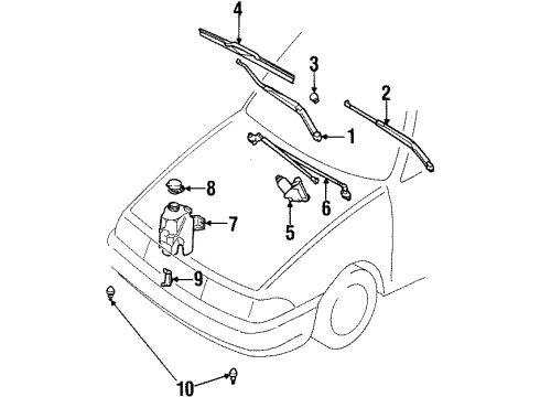 1997 Mercury Tracer Windshield - Wiper & Washer Components Diagram