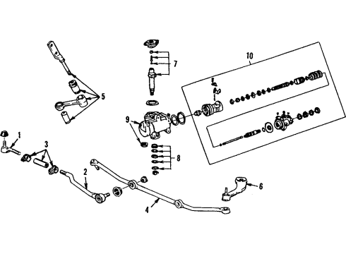 1985 Lincoln Town Car P/S Pump & Hoses, Steering Gear & Linkage Diagram 1 - Thumbnail